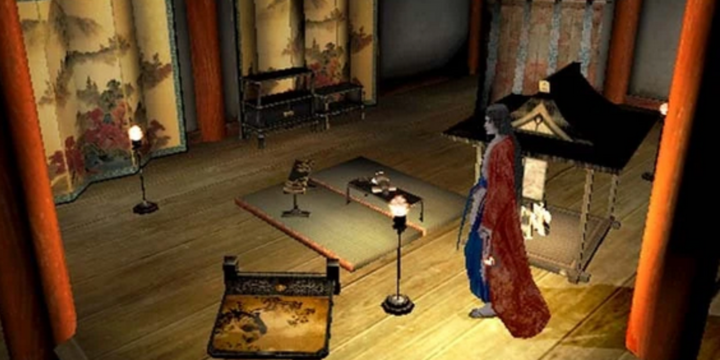 Um dos personagens de Kuon está explorando uma sala.