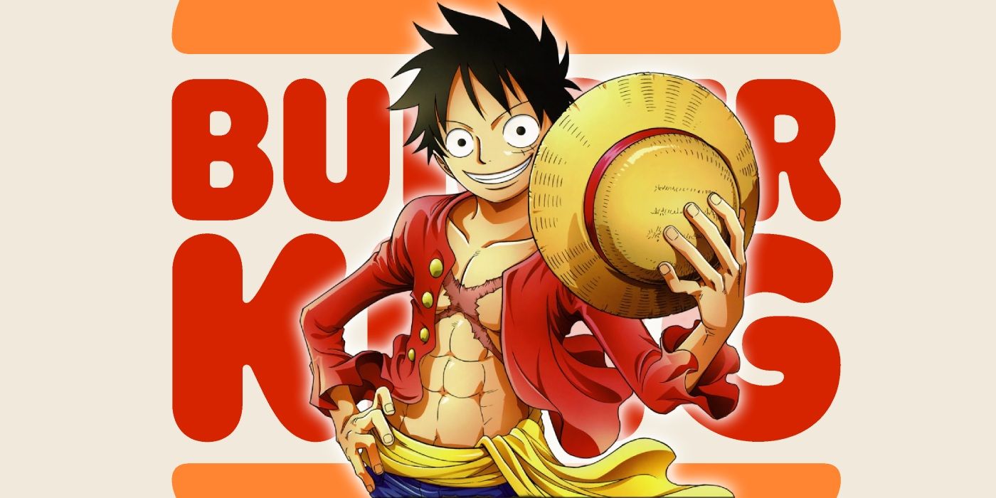 One Piece's Luffy from the anime with the Burger King logo