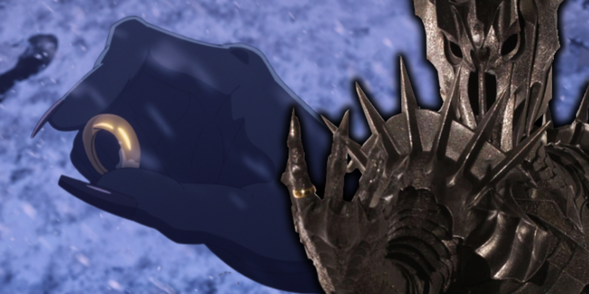 Custom Image of Orc hand with a golden ring and Sauron in a menacing pose