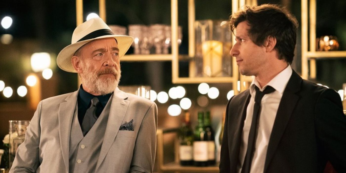 Andy Samberg as Nyles and J. K. Simmons as Roy Schlieffen from Palm Springs