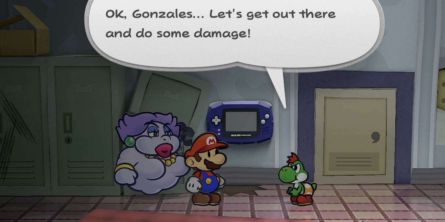 O recém-nascido Yoshi chama de Mario de "Gonzales" em Paper Mario: a porta de mil anos para o Nintendo Switch.