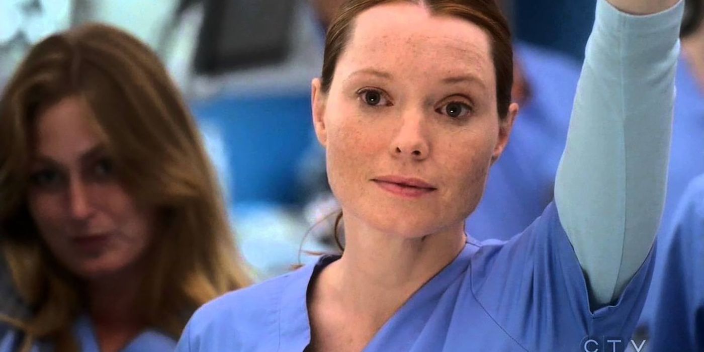 penny blake raising her hand in Grey's Anatomy