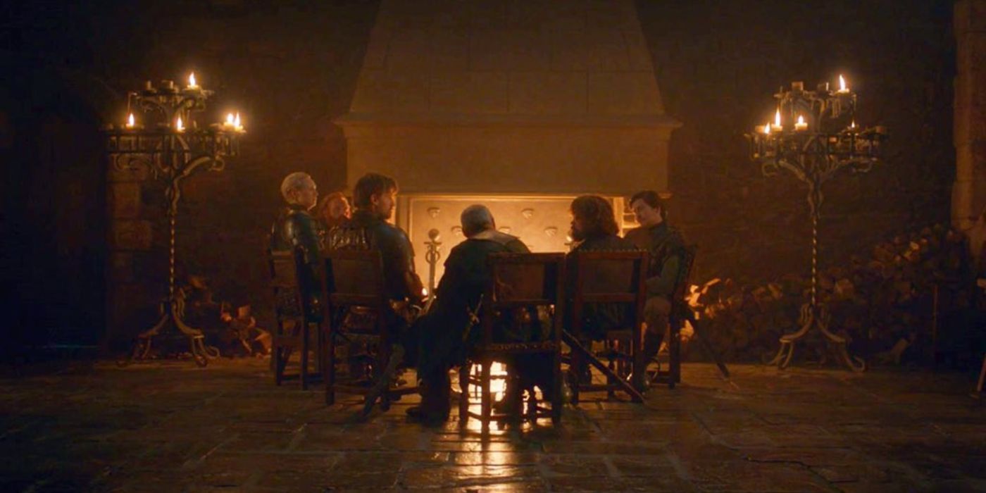 Game of Thrones'ta Podrick, Tyrion, Jaime, Brienne, Davos ve Tormund ateşin etrafında toplanıyor