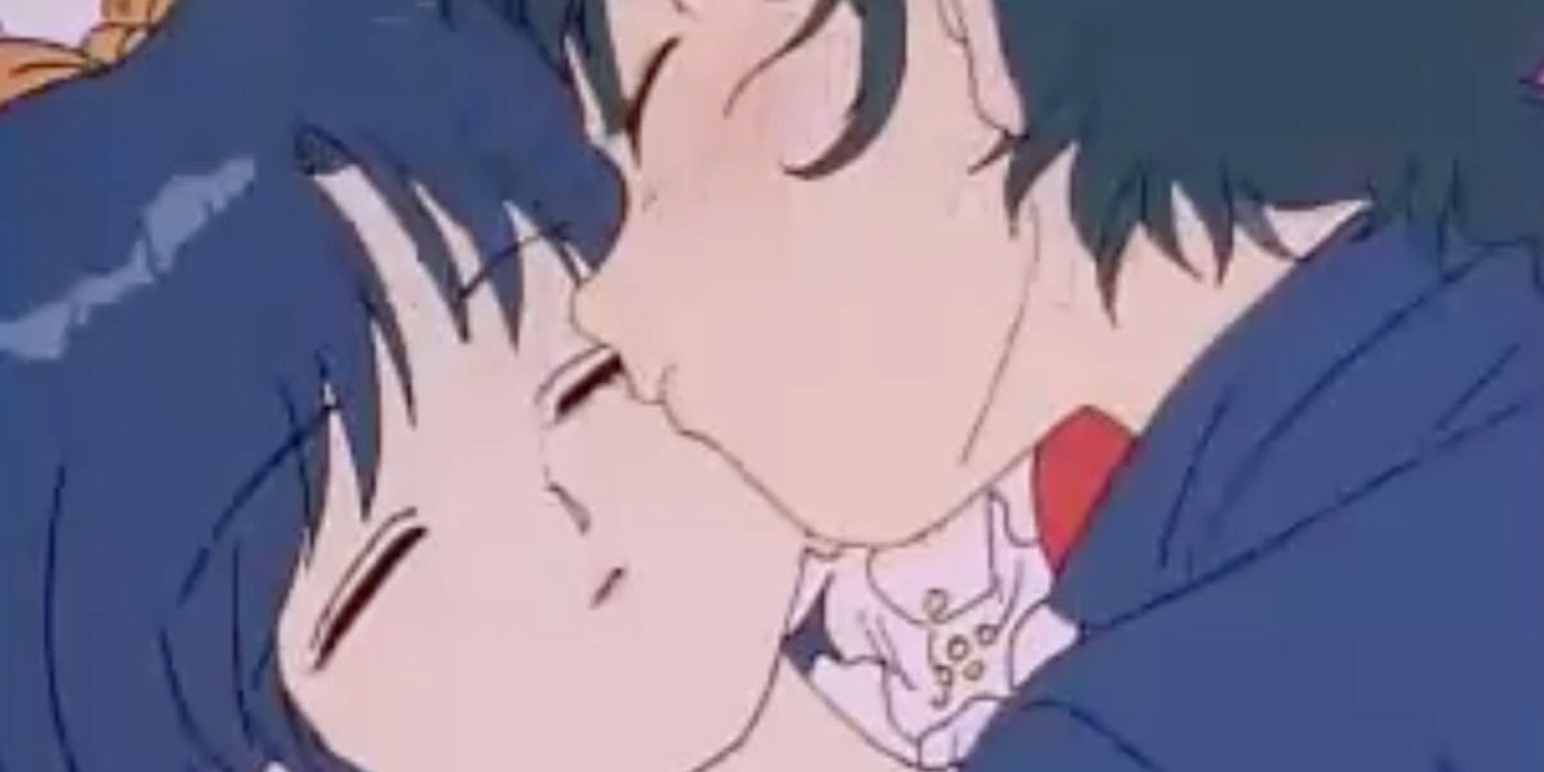 Ranma e Akane se beijam durante uma peça de Romeu e Julieta em Ranma 1/2