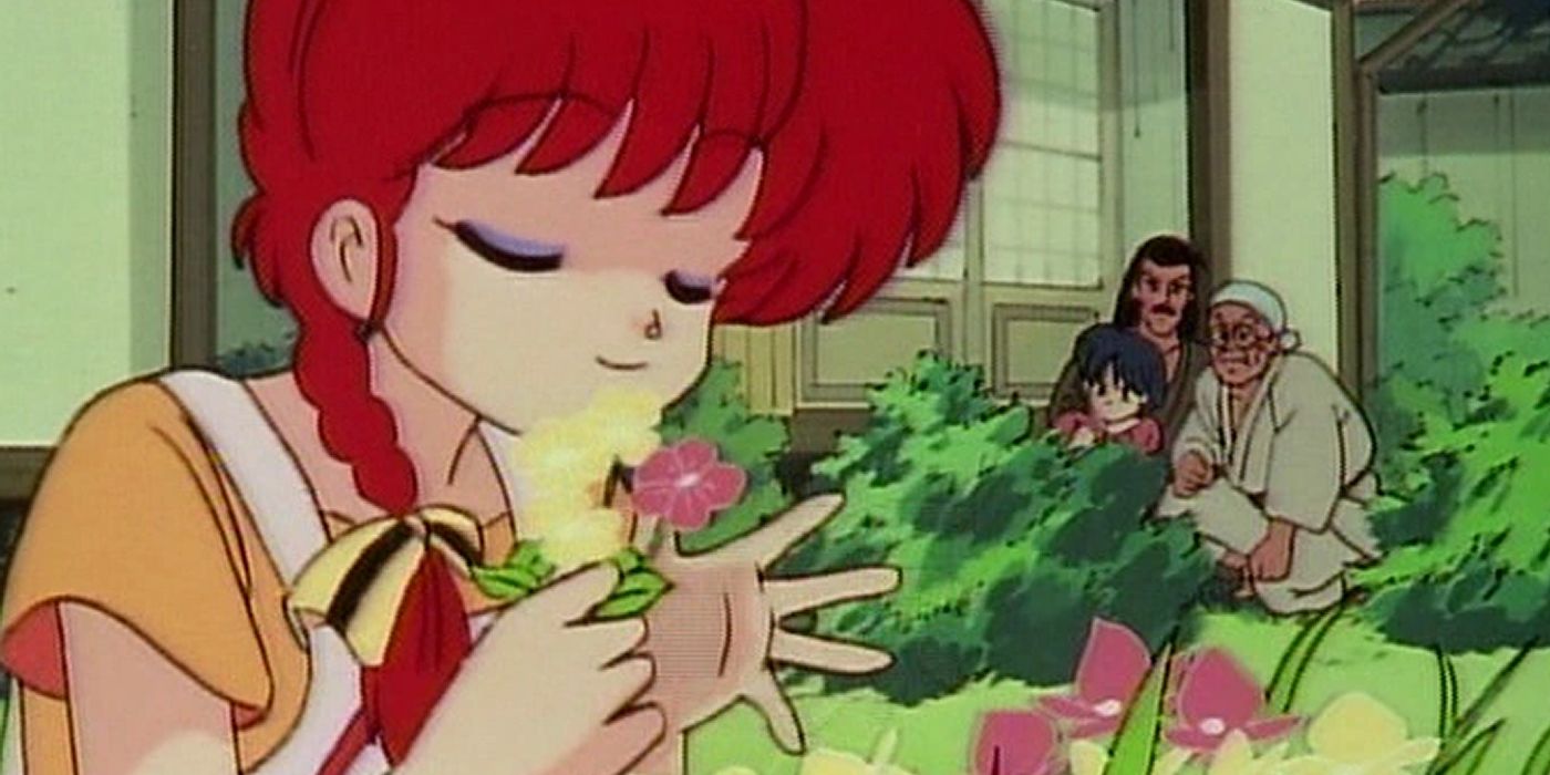 ranma cheirando flores em ranma 1/2