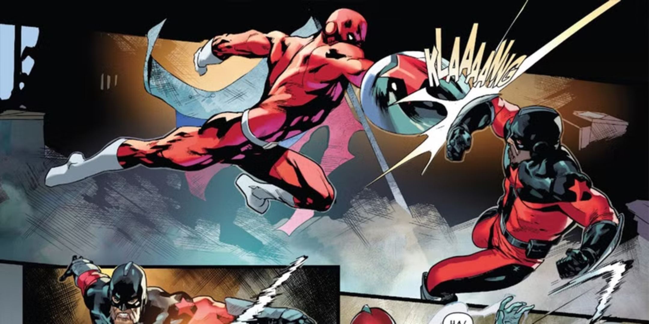 Red Guardian fights his mutant counterpart, Vanguard.