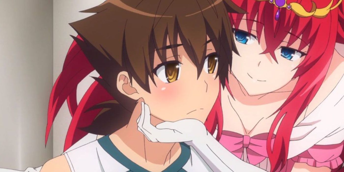 Rias Gremory e Issei Hyoudou no ensino médio DXD.