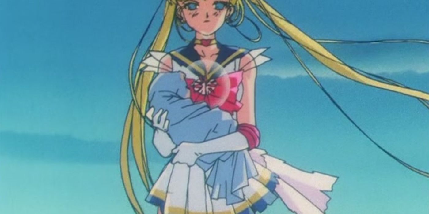 Sailor Moon trazendo de volta Sailor Saturno como baby hotaru em Sailor Moon