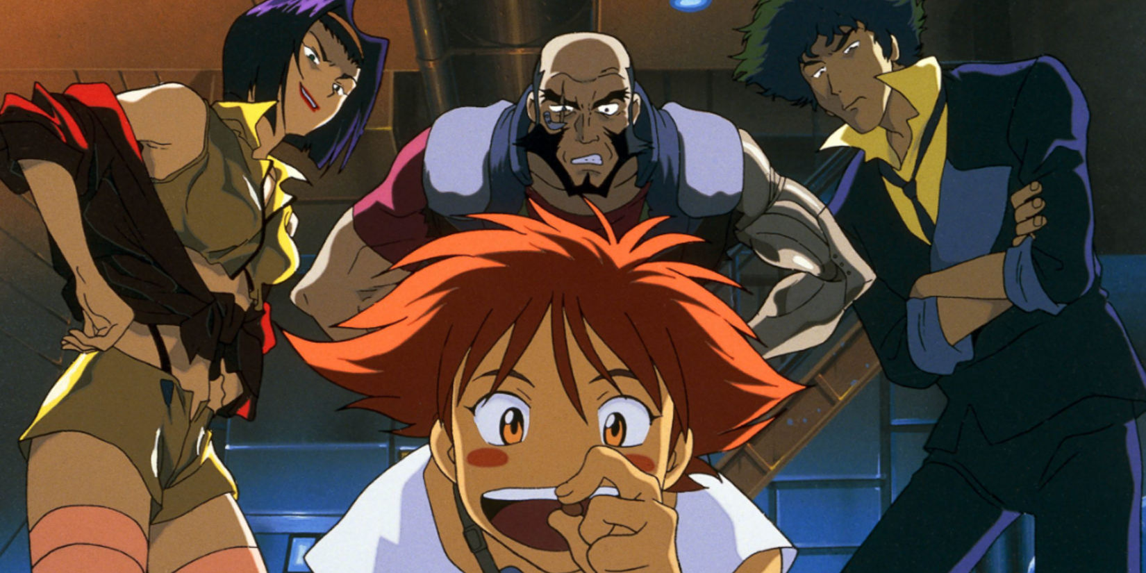 The Cowboy Bebop crew poses with Ed in the center.