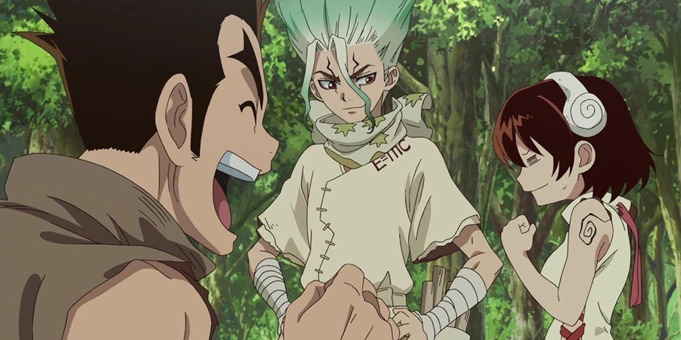 senku está com taiju e yuzuriha