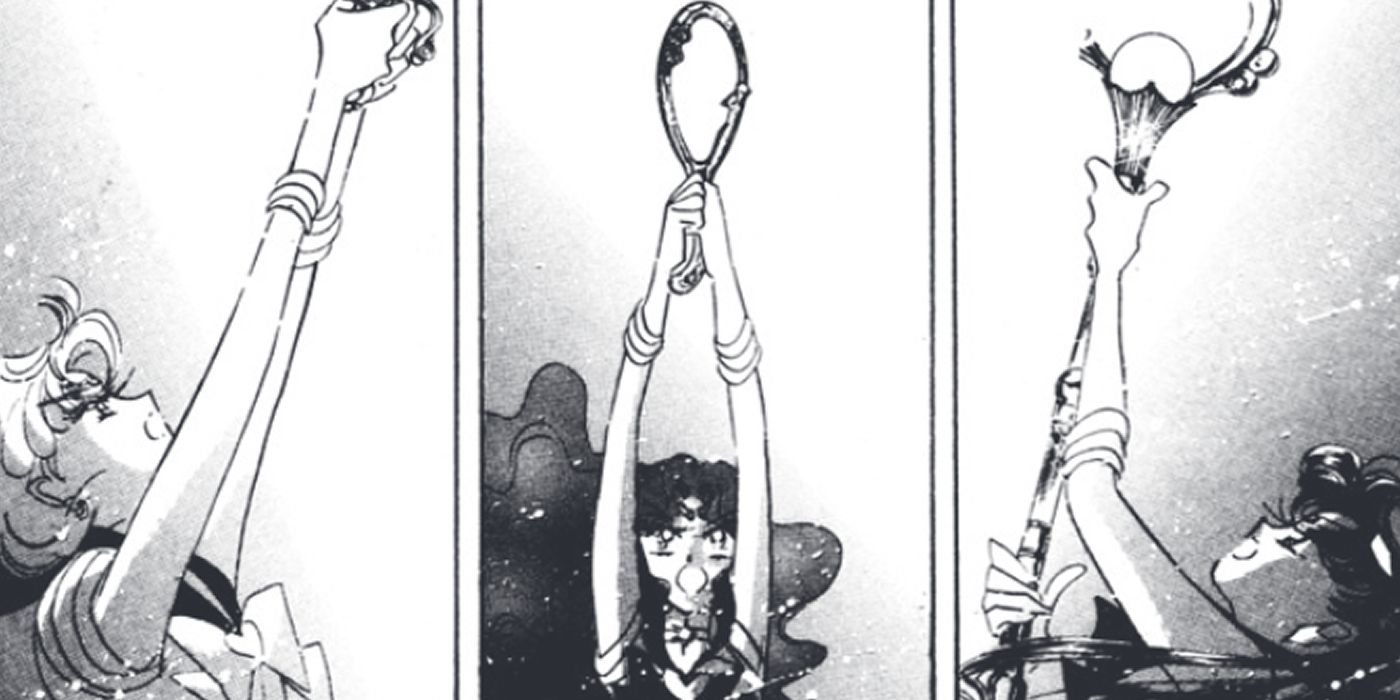 the outer sailor guardians use their talismans to fight in pretty soldier sailor moon