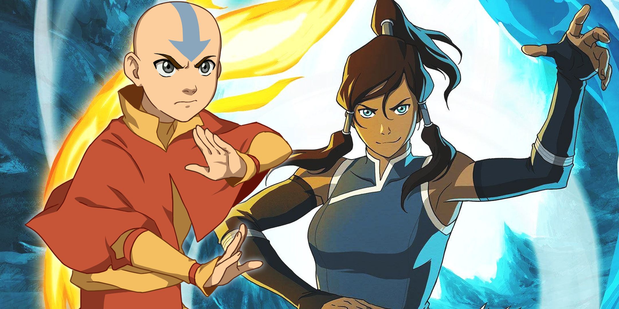 Aang and Korra from Avatar: The Last Airbender and The Legend of Korra