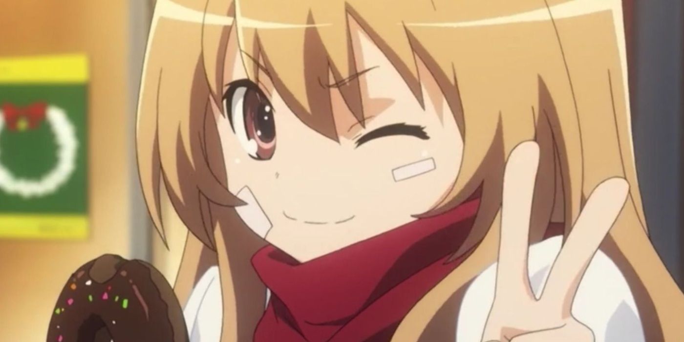 Taiga Aisaka sorri e pisca em Toradora!