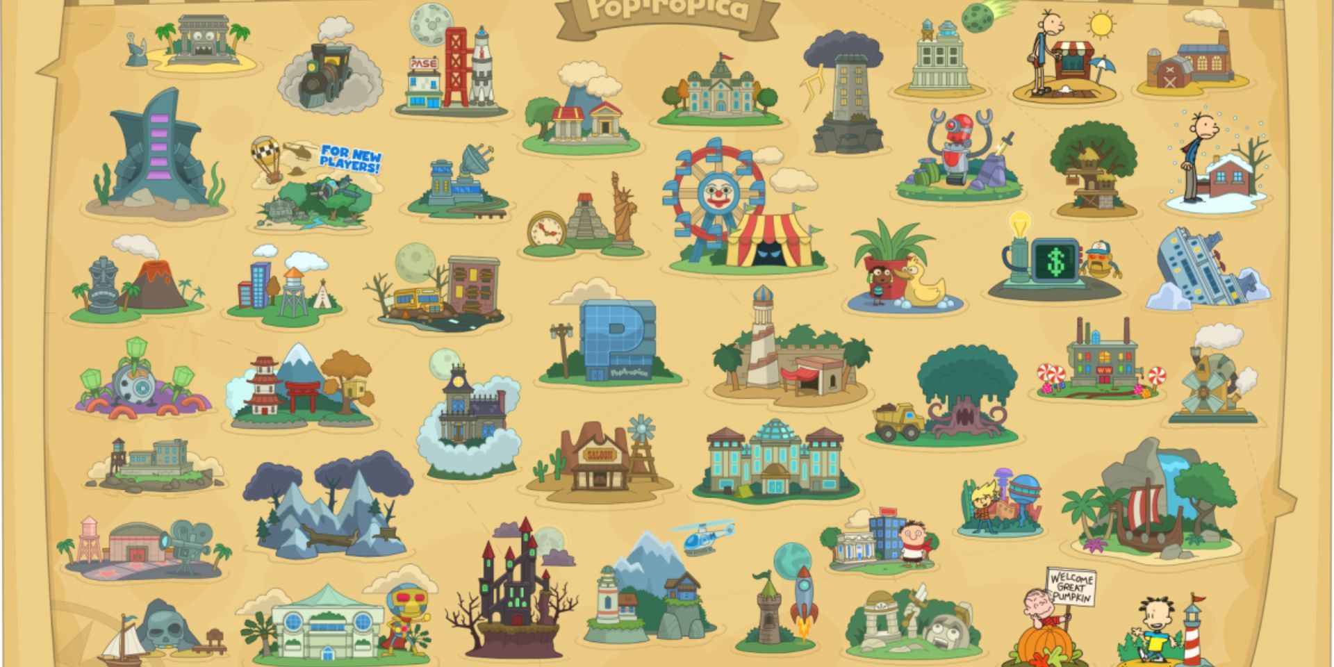 O mapa de Poptropica.