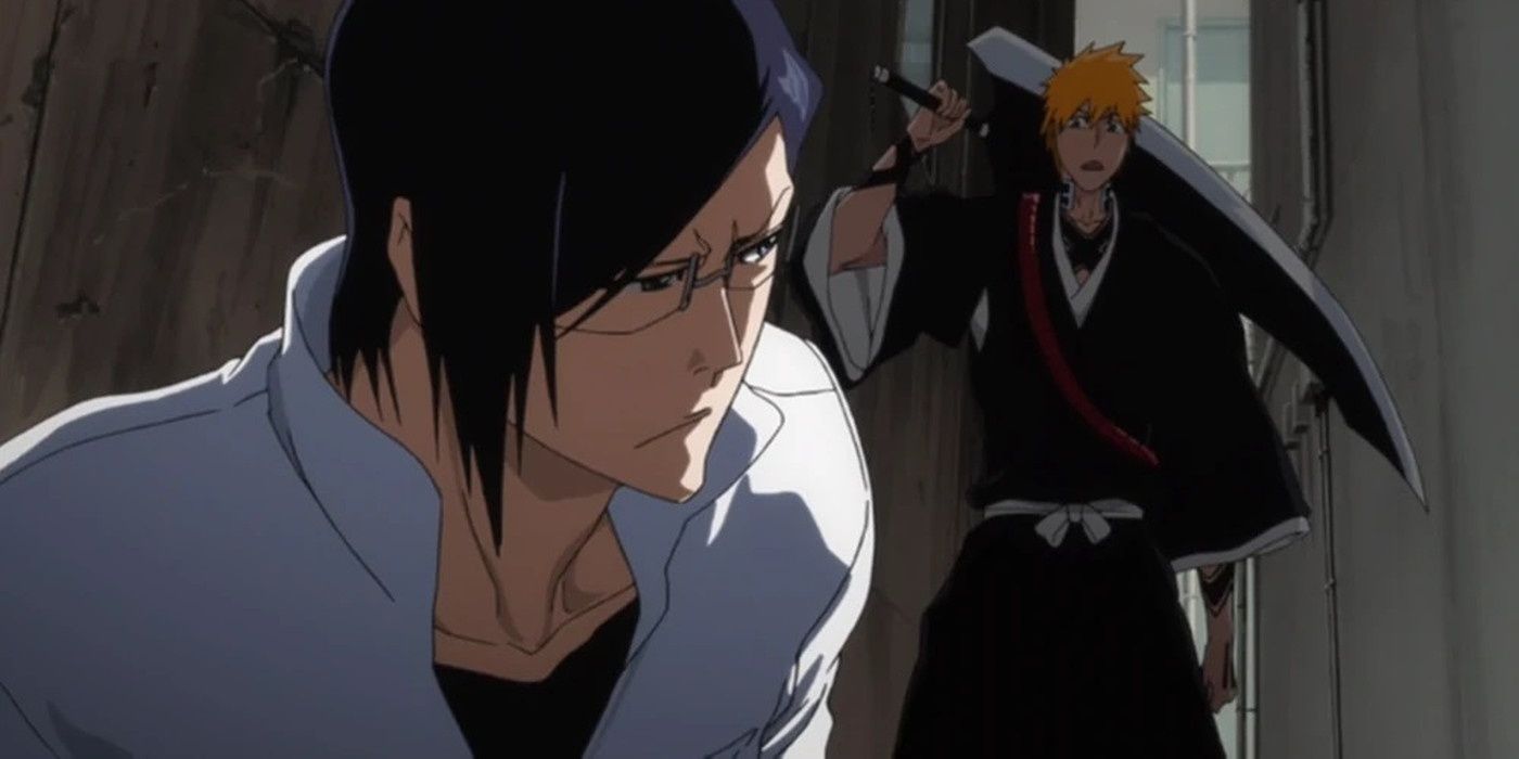 Uryu e Ichigo conversam no beco