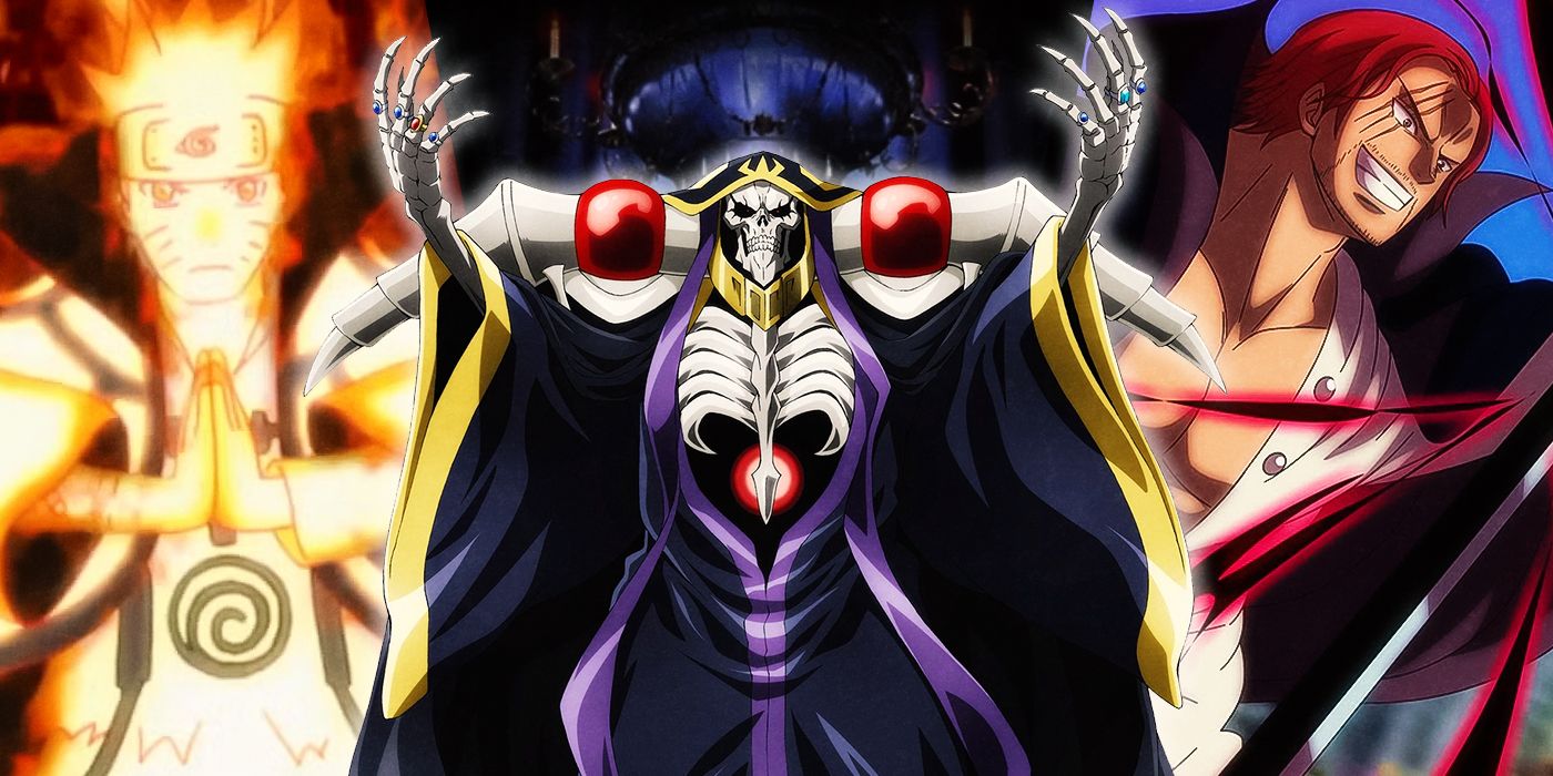 Imagens de Naruto em Naruto Shippuden, Shanks de One Piece e Ainz de Overlord