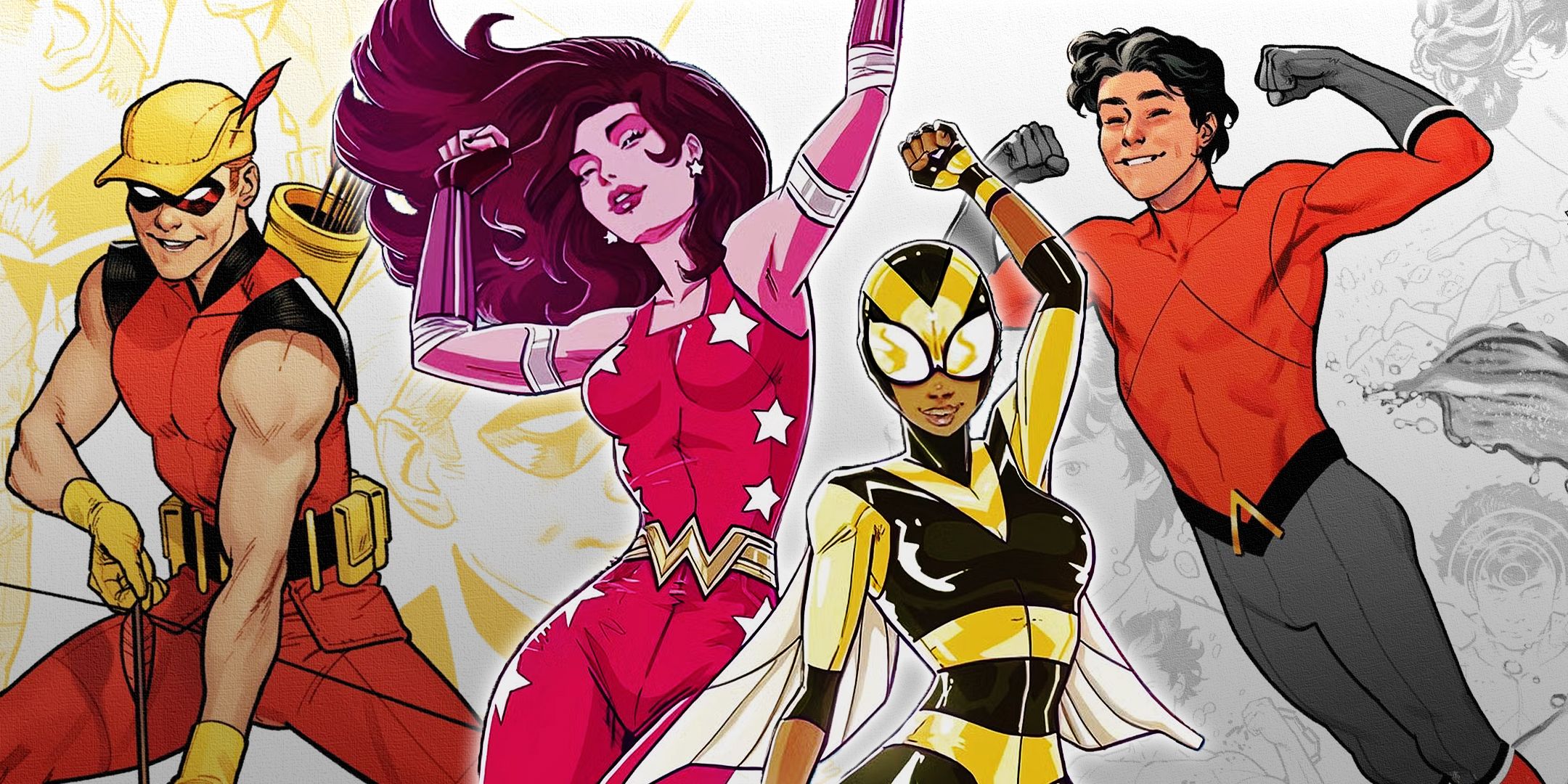 Speedy, Wonder Girl, Bumblebee y Aqualad of Teen Titans Comics