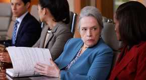 Maddy Matlock (Kathy Bates) studies legal files in Matlock.