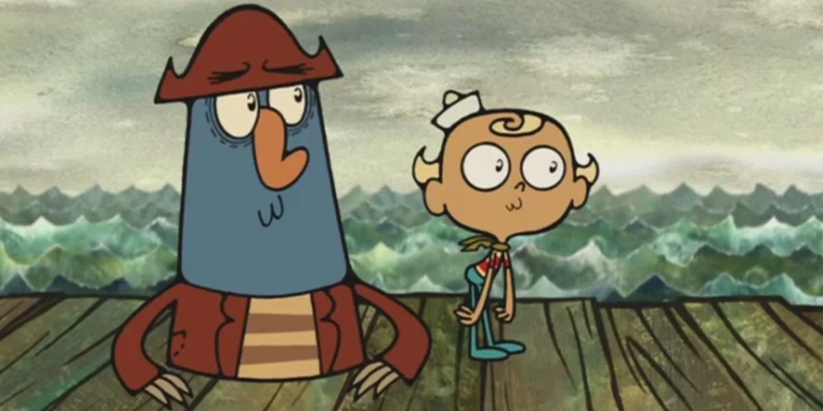 Flapjack (Thurop Van Orman) ve Kaptan K'Nuckles (Brian Doyle-Murray), flapjack'in muhteşem yanlış maceralarında bir iskelede duruyor.