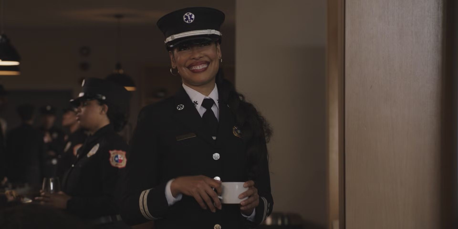 Tommy Vega (Gina Torres) wearing a first responder uniform on 9-1-1: Lone Star