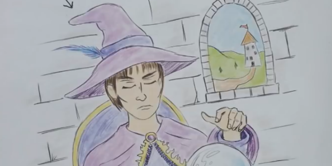 A close-up from Dungeons & Dragons' Hunt for the Thessalhydra depicts Will the Wise with his eyes closed.