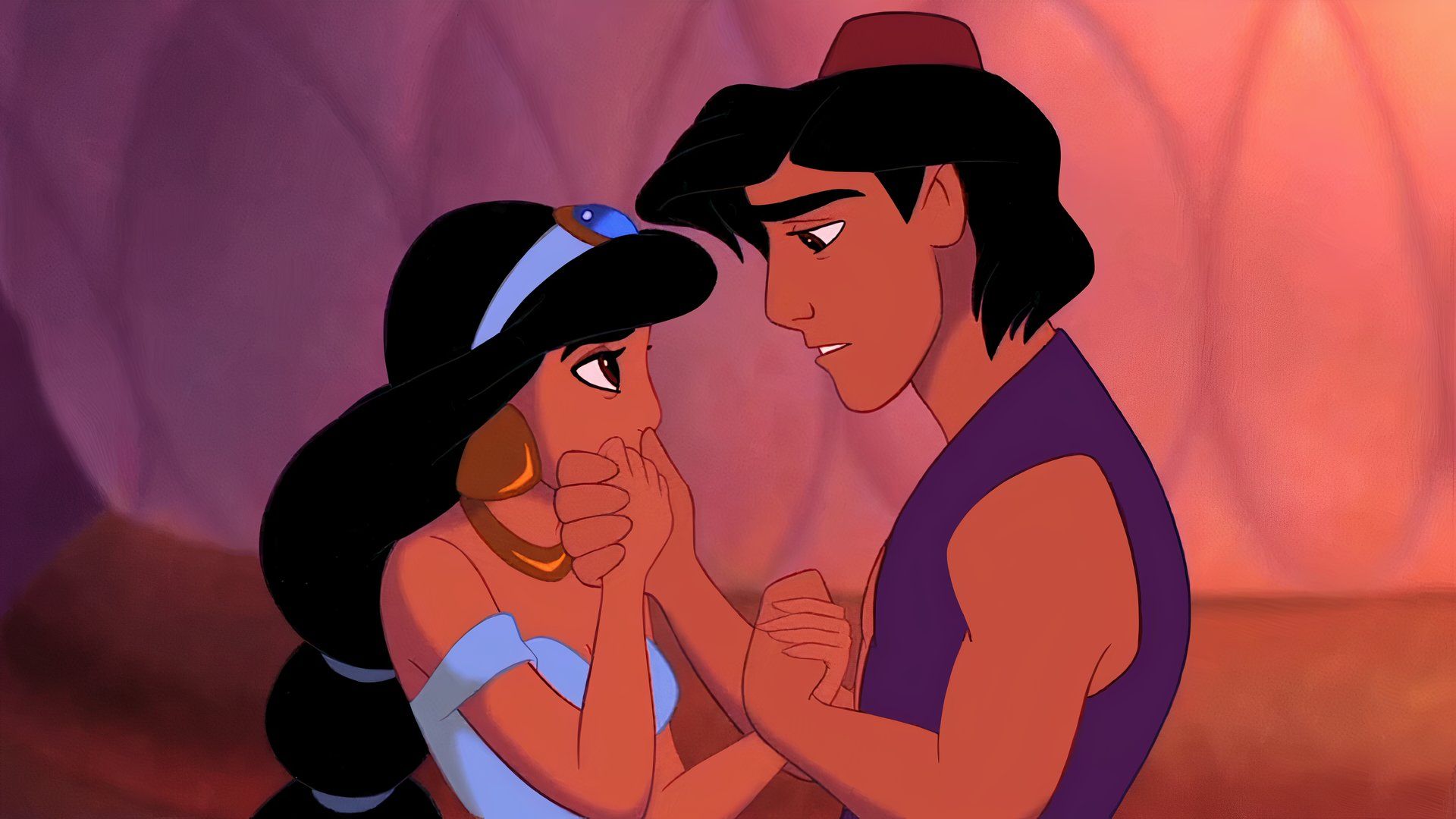 Aladdin and Jasmine at the end of Aladdin