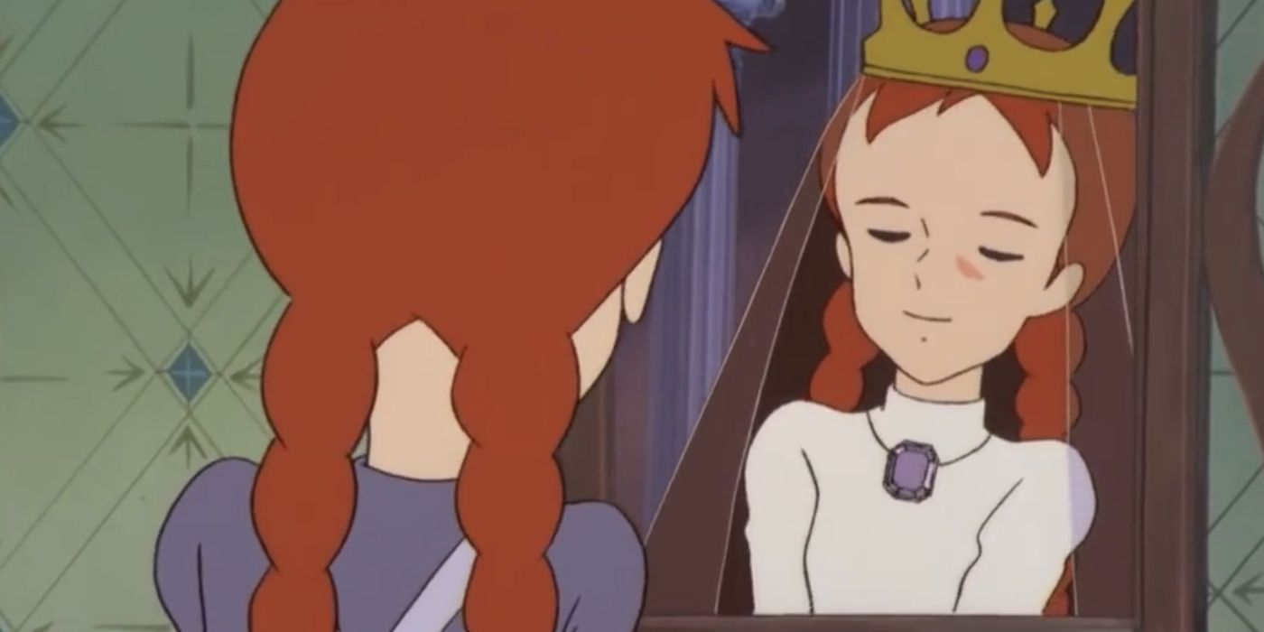 Anne conversando com seu amigo imaginário na década de 1970 Anne of Green Gables Anime