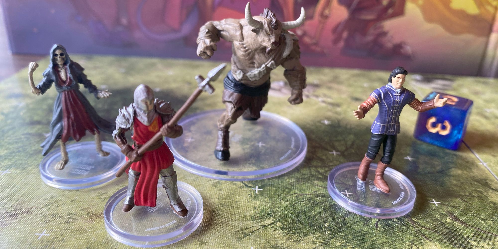 Ícones de Wizkids do portão de Baldur, Raphael, Minotauro, punho flamejante e necromita de Myrkul