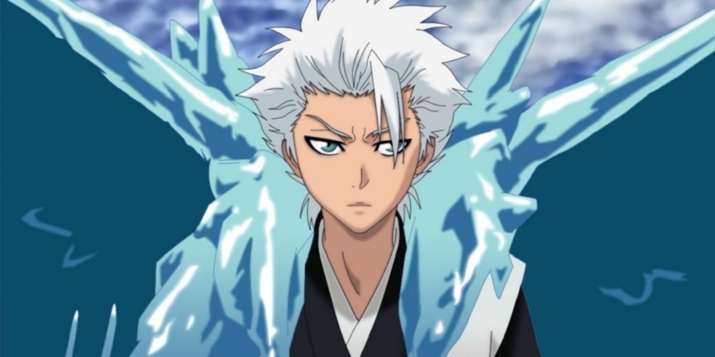 Toshiro Hitsugaya usando seu Bankai para lutar contra o nível Harribel em Bleach