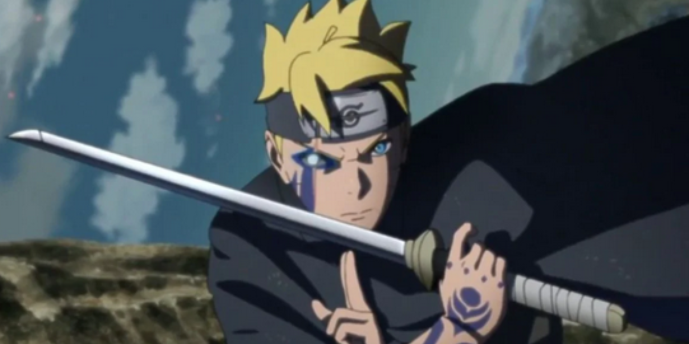 Boruto Uzumaki bir kılıç tutuyor ve Jogan'ı Boruto'da kullanıyor: Naruto Gelecek nesiller.