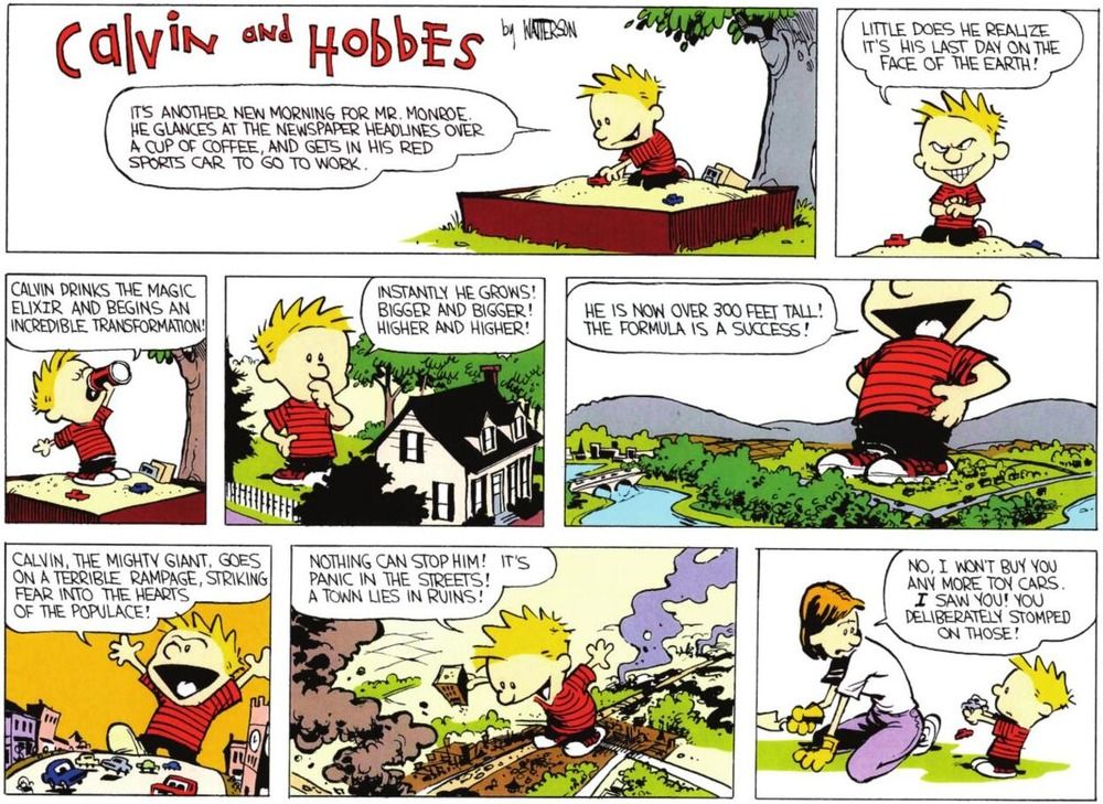 Calvin yeni oyuncaklar istiyor.