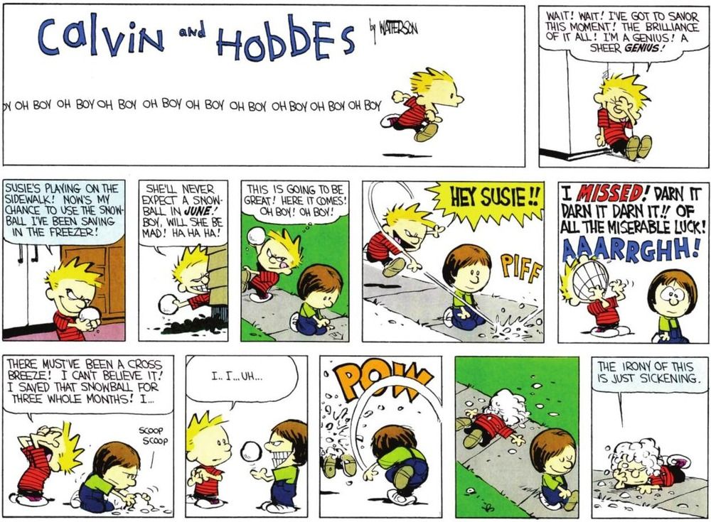 Calvin yaz için bir kartopu tasarrufu sağlar.