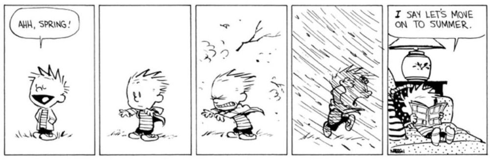 Calvin rüzgarda dışarıda duruyor.