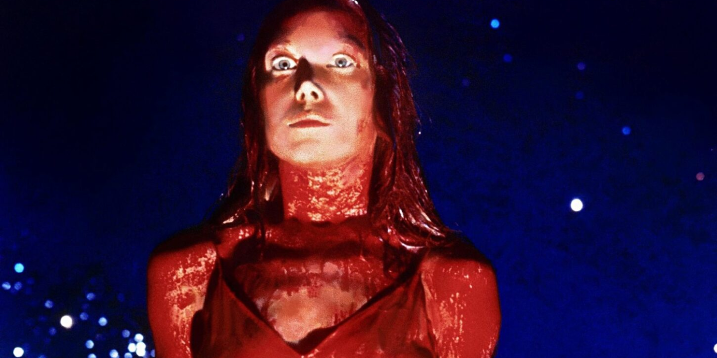 Carrie gets covered in blood and strikes back with her telekinesis in Carrie.