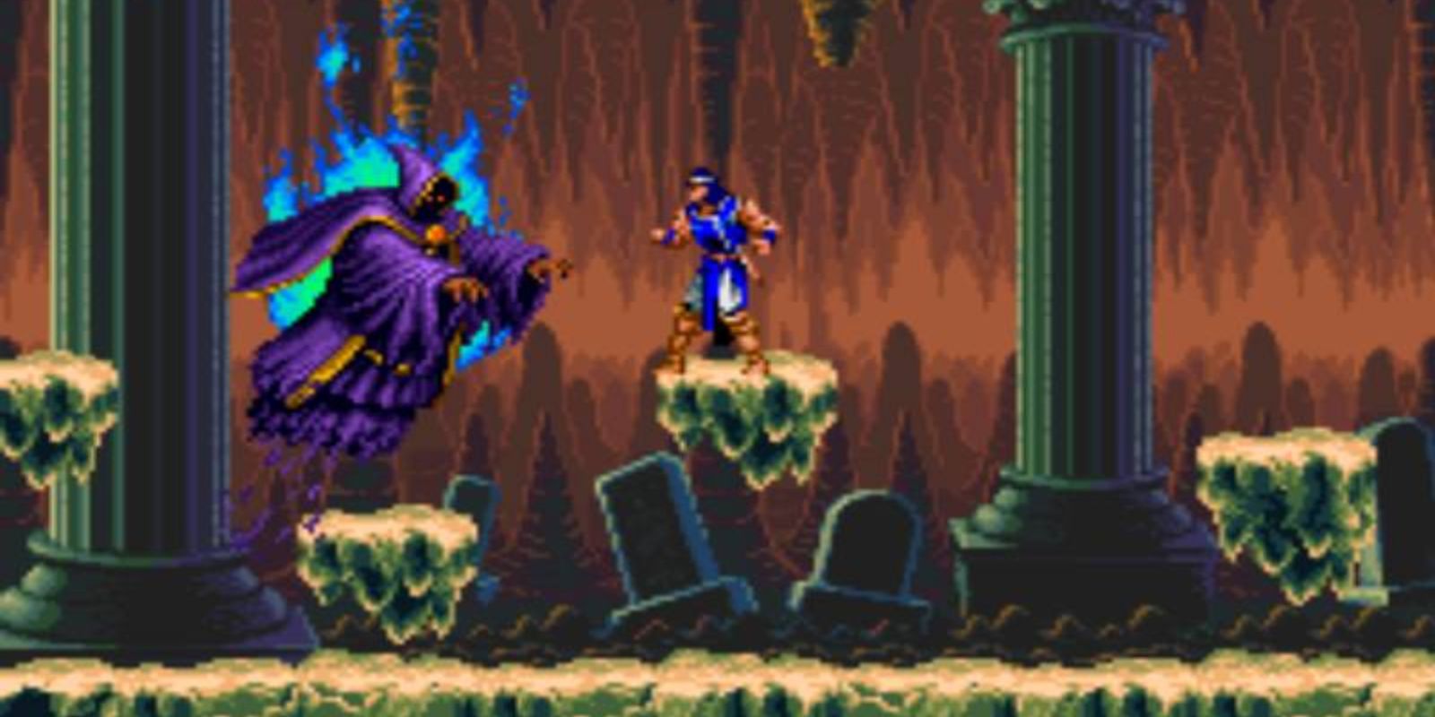 Castlevania Drácula X Richter luchando contra un nigromante