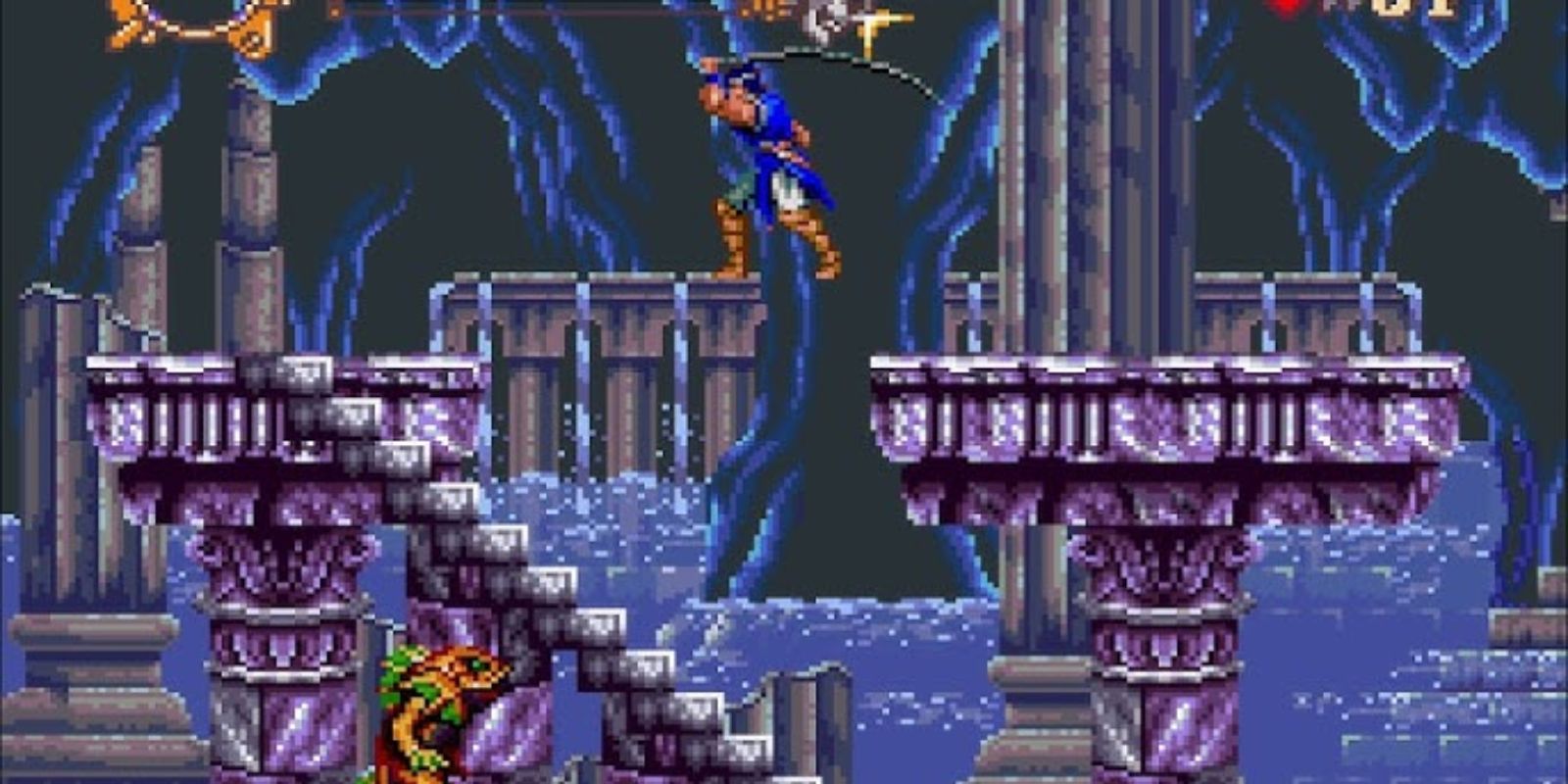 Castlevania Dracula X Richter en ruinas acuáticas