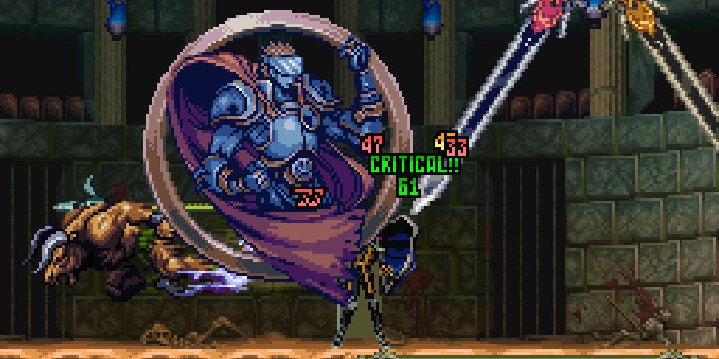 El jugador usando una Vara de Escudo en Castlevania: Symphony of the Night