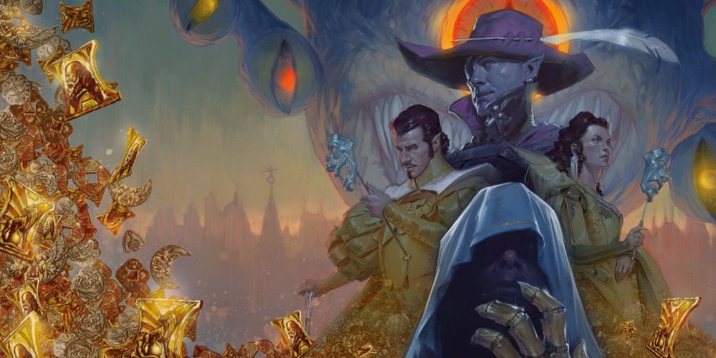 Various characters related to the Waterdeep: Dragonheist Dungeons & Dragons campaign are arrayed on the cover in front of a Beholder.