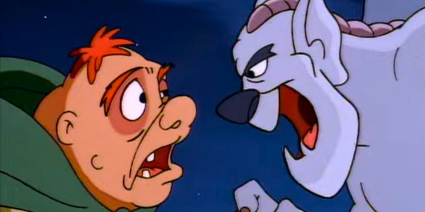 Quasimodo, 1996 Disney Cash-In The Hunchback'te bir Gargoyle ile buluşuyor.