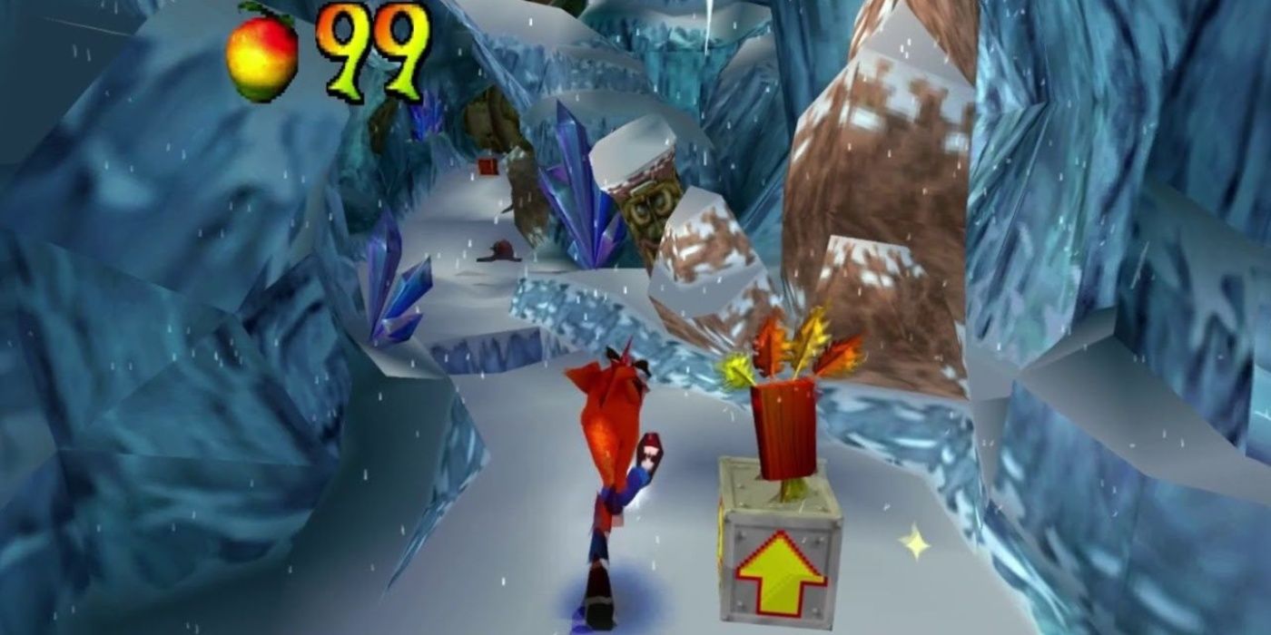 Crash Bandicoot 2: Cortex'ten oynanış kar seviyesine geri dönüyor.