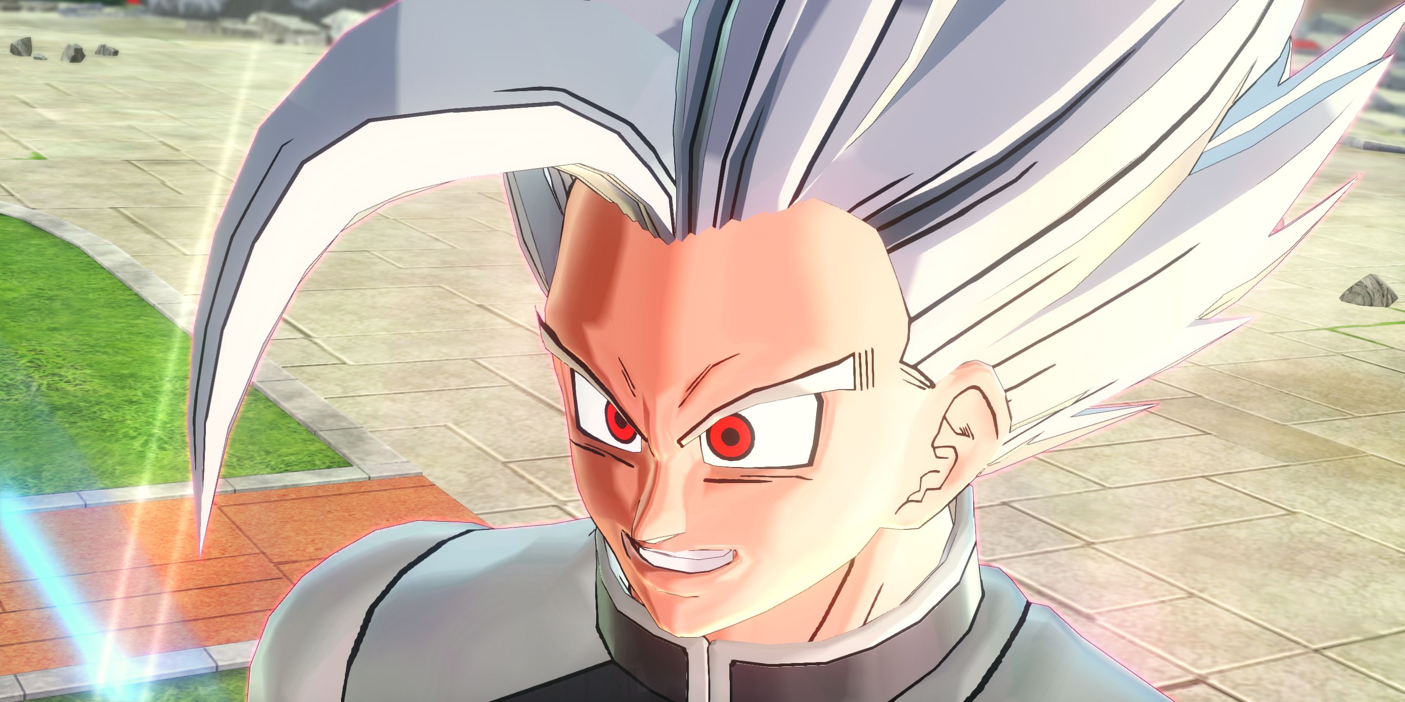 Um personagem personalizado com a transformação da besta em Dragon Ball Xenoverse 2.