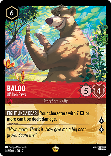 Disney Lorcana - Ilha da Arcozia - Cartão - Baloo - Ol Iron Paws