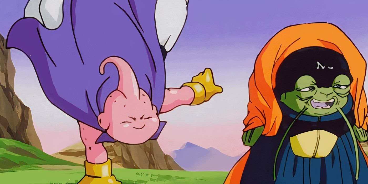 Majin Buu plays around Bibidi in Dragon Ball Z.