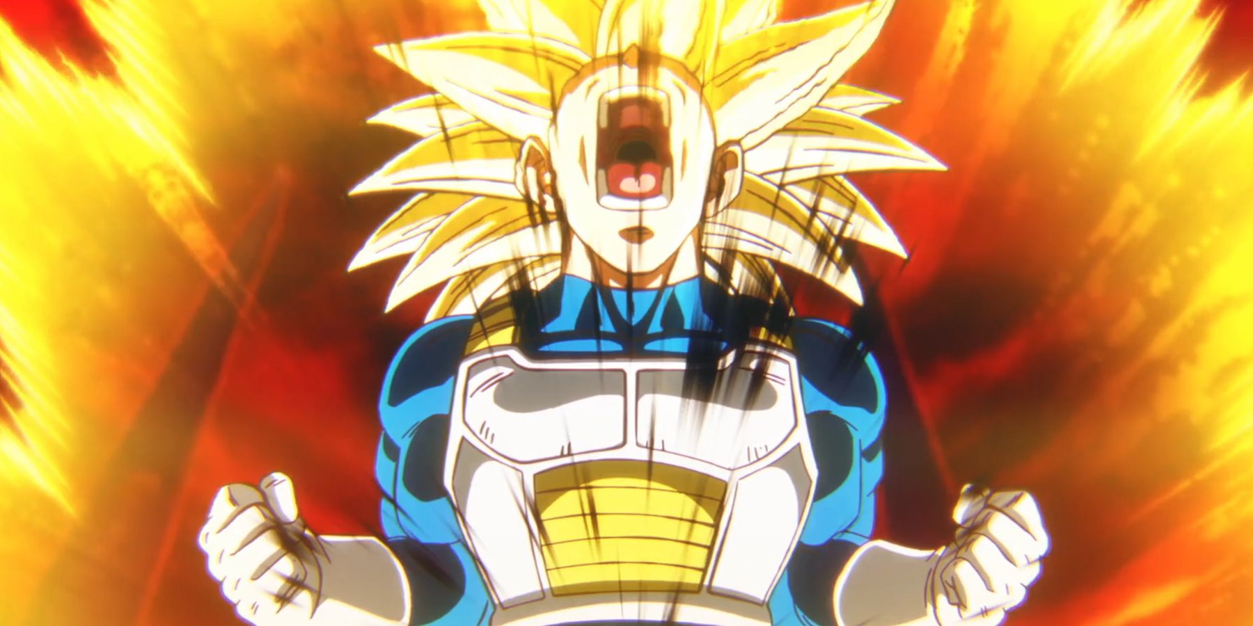 Vegeta is back to his adult form and fighting King Gomah as a Super Saiyan 3. 