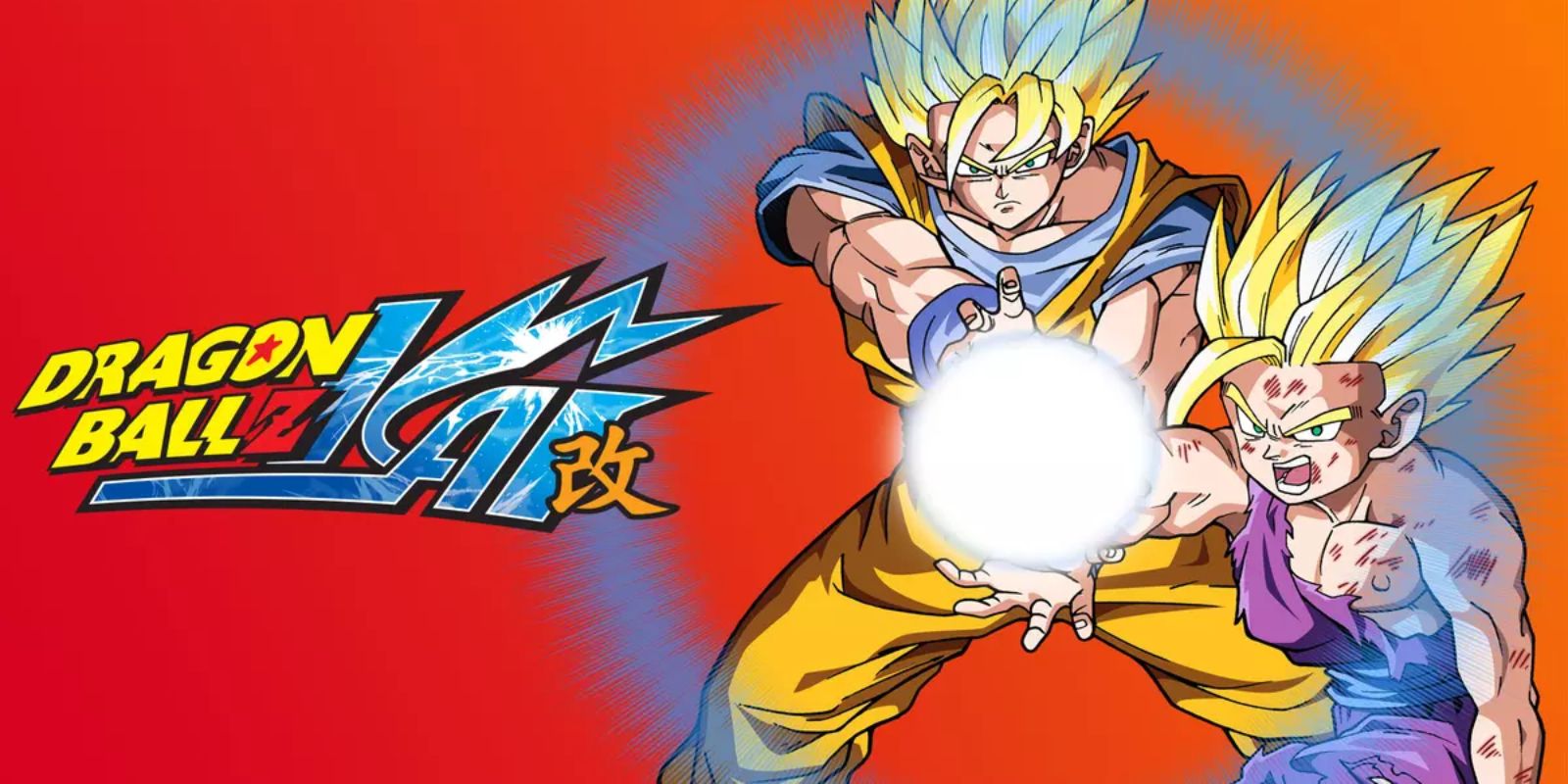 Goku ve Gohan birlikte bir Kamehameha ateş ediyor