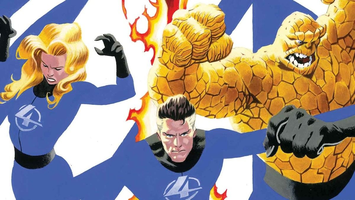 Fantastic Four Fanfare Art com Sue Reed e a coisa