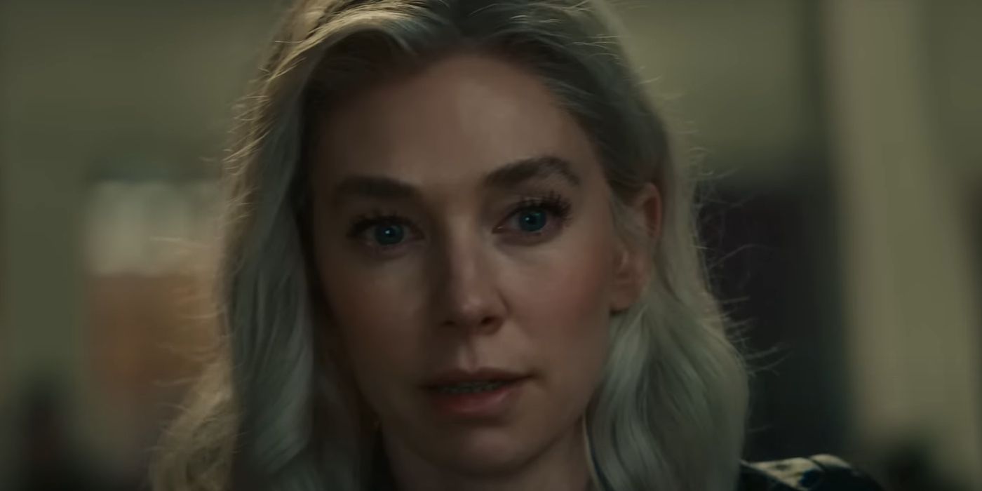 Sue Storm (Vanessa Kirby) fica com os olhos lacrimejantes no Quarteto Fantástico: Primeiros Passos