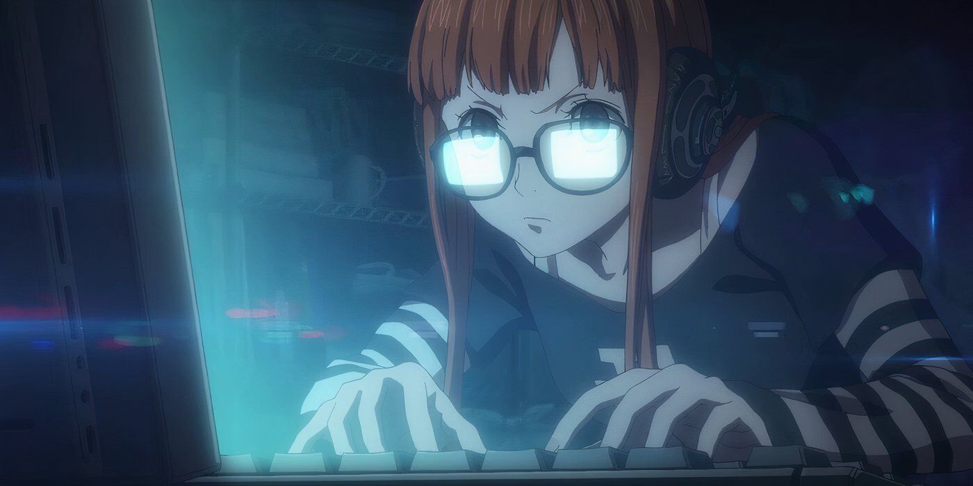 Futaba Sakura on computer in Persona 5