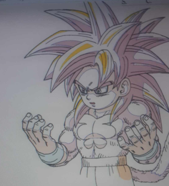 Arte conceptual de Super Saiyan 4 Goku por un artista no acreditado a Dragon Ball Daima.