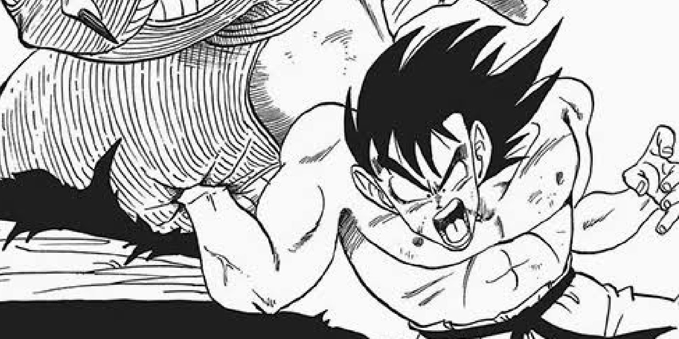 Goku Dragon Ball Manga'da Piccolo Jr yumruk atıyor